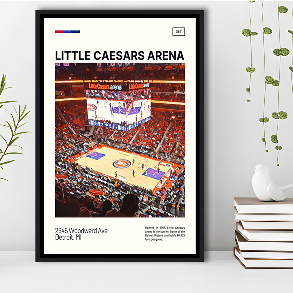 Little Caesars Arena Print, Detroit Pistons Stadium Canvas Art, Man Cave Gift, Floating Framed Canvas Print Wall Art