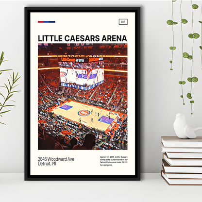 Little Caesars Arena Print, Detroit Pistons Stadium Canvas Art, Man Cave Gift, Floating Framed Canvas Print Wall Art