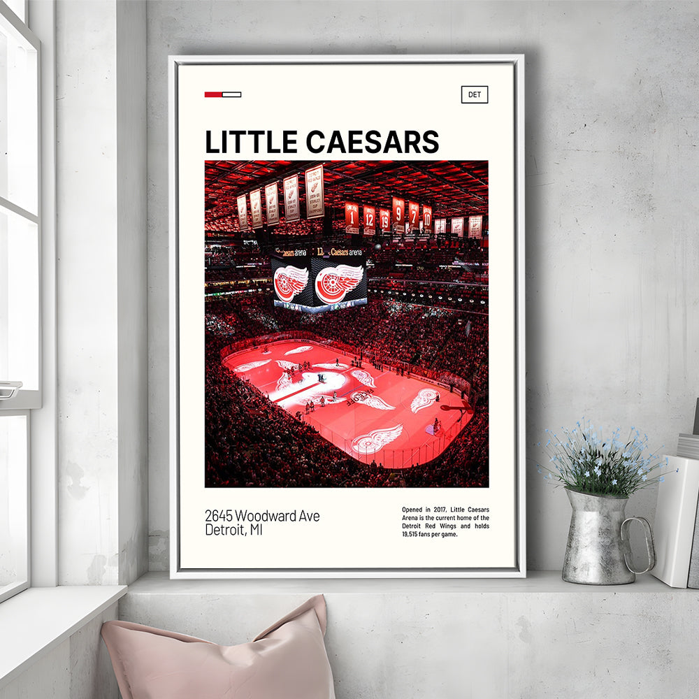 Little Caesars Arena Print, Detroit Red Wings Stadium Canvas Art, Man Cave Gift, Floating Framed Canvas Print Wall Art