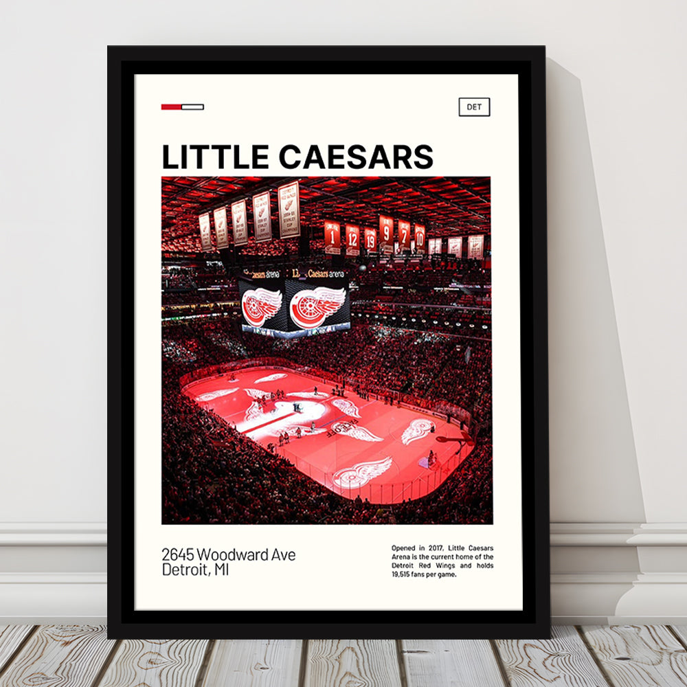 Little Caesars Arena Print, Detroit Red Wings Stadium Canvas Art, Man Cave Gift, Floating Framed Canvas Print Wall Art