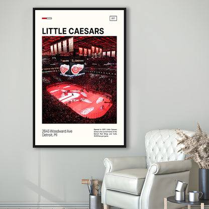 Little Caesars Arena Print, Detroit Red Wings Stadium Canvas Art, Man Cave Gift, Floating Framed Canvas Print Wall Art