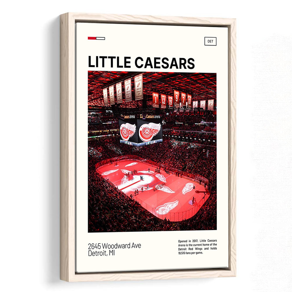 Little Caesars Arena Print, Detroit Red Wings Stadium Canvas Art, Man Cave Gift, Floating Framed Canvas Print Wall Art