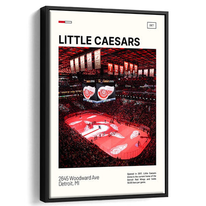 Little Caesars Arena Print, Detroit Red Wings Stadium Canvas Art, Man Cave Gift, Floating Framed Canvas Print Wall Art