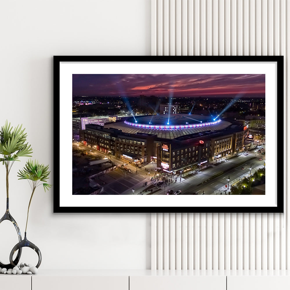 Little Caesars Arena, Stadium Canvas, Sport Art, Gift for him, White Border Framed Art Print Wall Decor