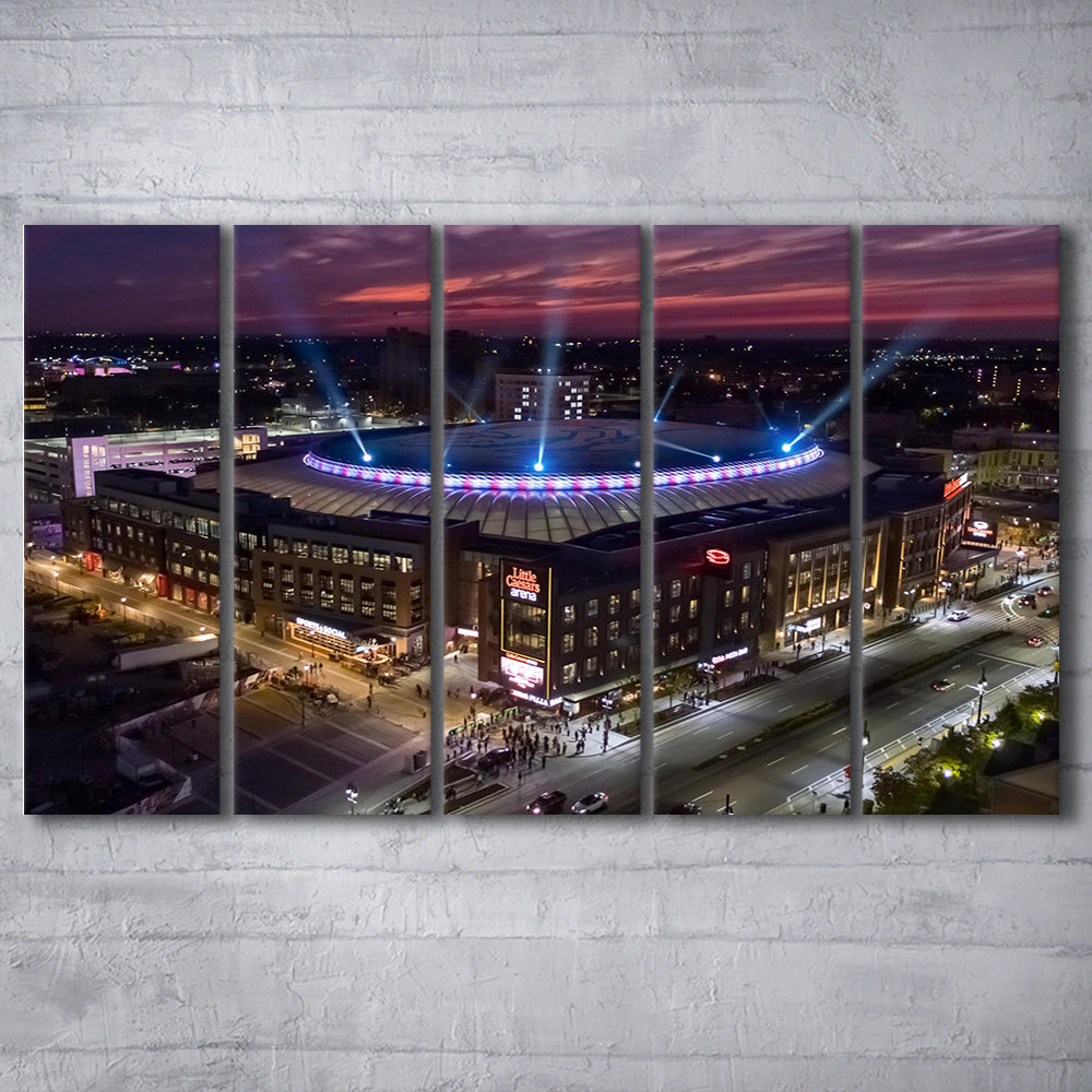 Little Caesars Arena, Stadium Canvas, Sport Art, 5 Panel B, Extra Large Canvas, Canvas Print Wall Art