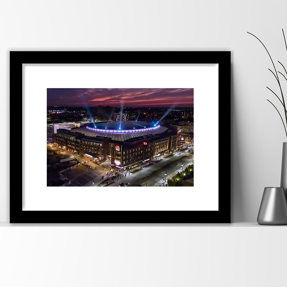 Little Caesars Arena, Stadium Canvas, Sport Art, Gift for him, White Border Framed Art Print Wall Decor