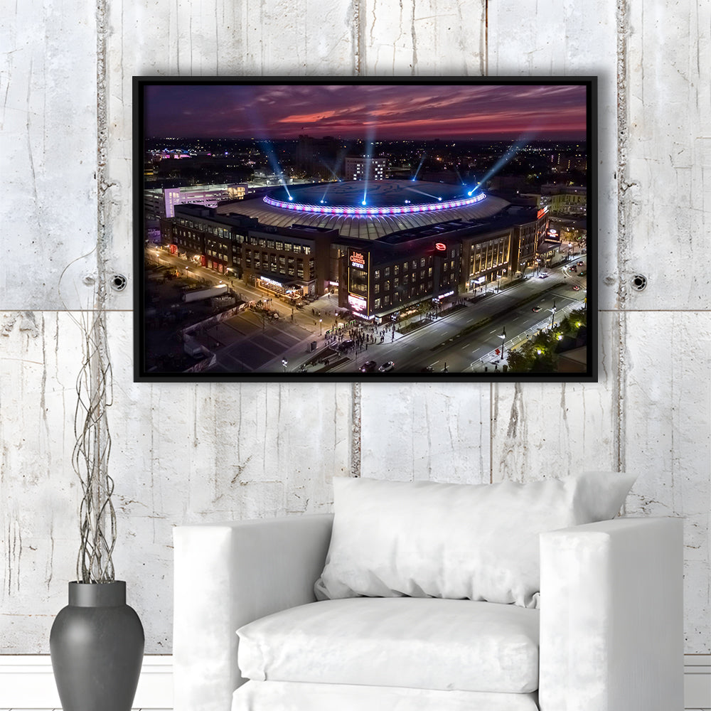 Little Caesars Arena, Stadium Canvas, Sport Art, Framed Canvas Print Wall Art, Floating Frame