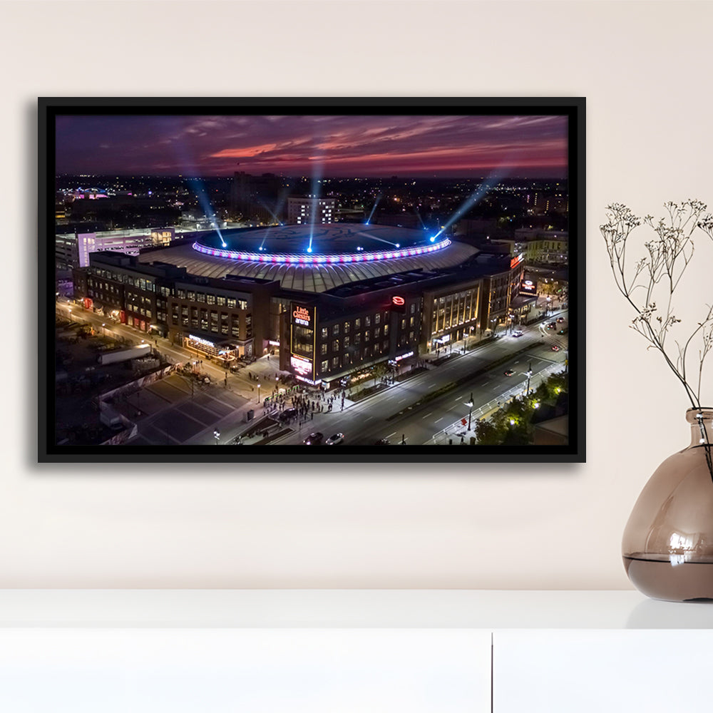 Little Caesars Arena, Stadium Canvas, Sport Art, Framed Canvas Print Wall Art, Floating Frame