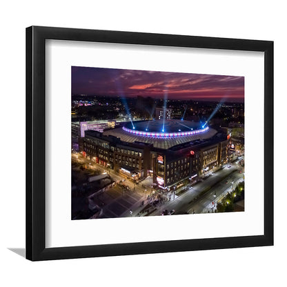Little Caesars Arena, Stadium Canvas, Sport Art, Gift for him, White Border Framed Art Print Wall Decor