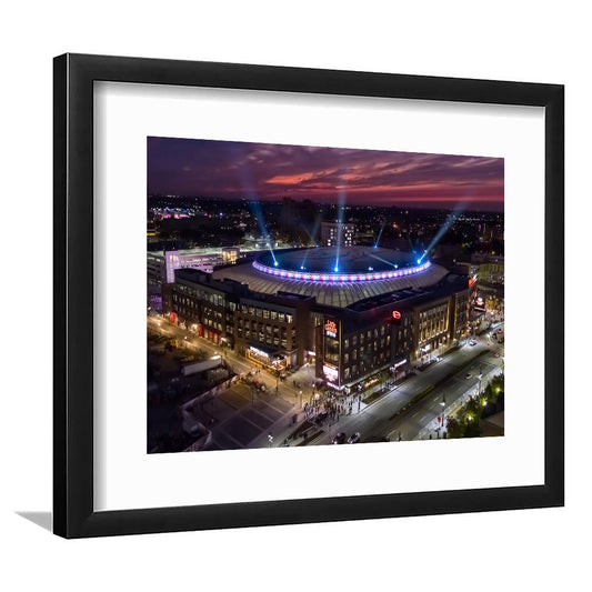 Little Caesars Arena, Stadium Canvas, Sport Art, Gift for him, White Border Framed Art Print Wall Decor