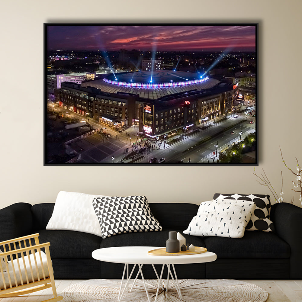 Little Caesars Arena, Stadium Canvas, Sport Art, Framed Canvas Print Wall Art, Floating Frame
