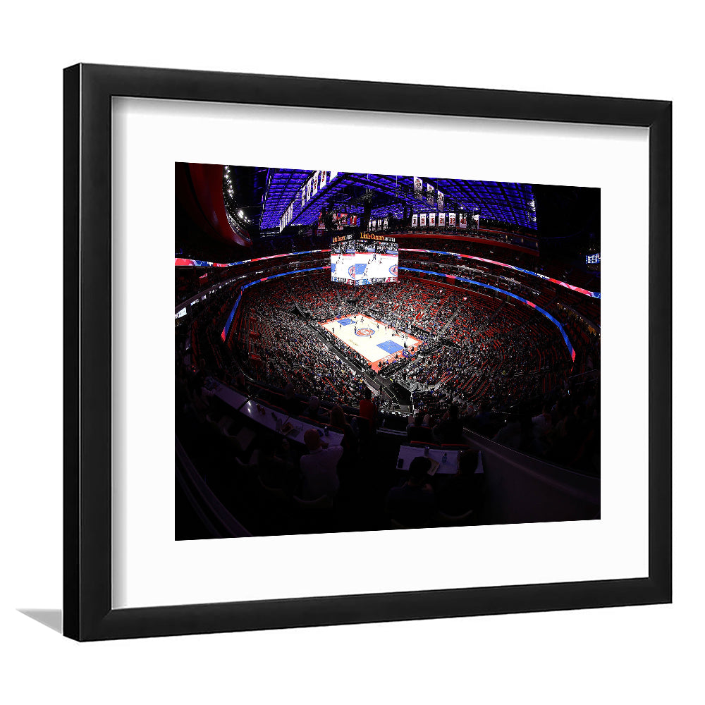 Little Caesars Arena in Michigan, Stadium Canvas, Sport Art, Gift for him, White Border Framed Art Print Wall Decor