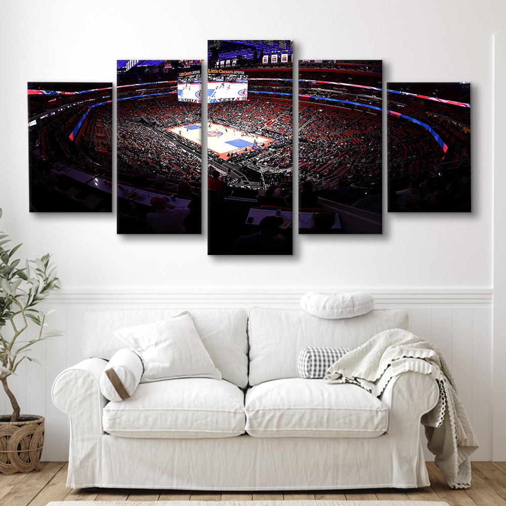 Little Caesars Arena in Michigan, Stadium Canvas, Sport Art, Gift for him, 5 Panel, Large Canvas, Canvas Print Wall Art