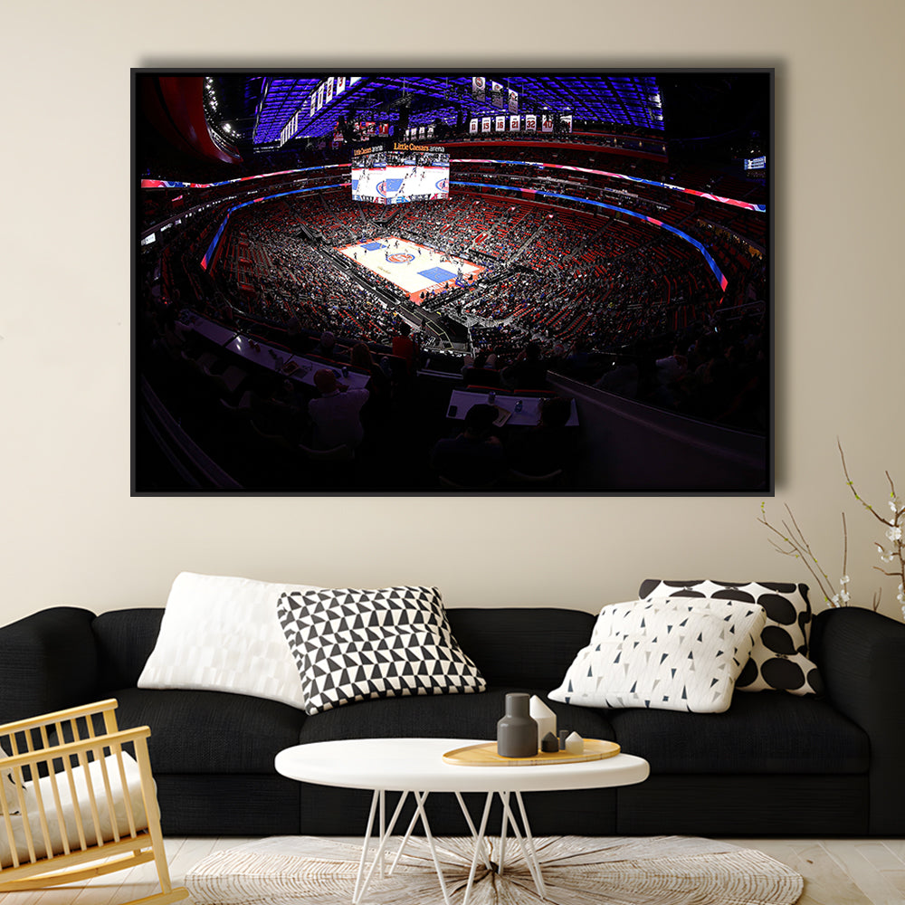 Little Caesars Arena in Michigan, Stadium Canvas, Sport Art, Framed Canvas Print Wall Art, Floating Frame