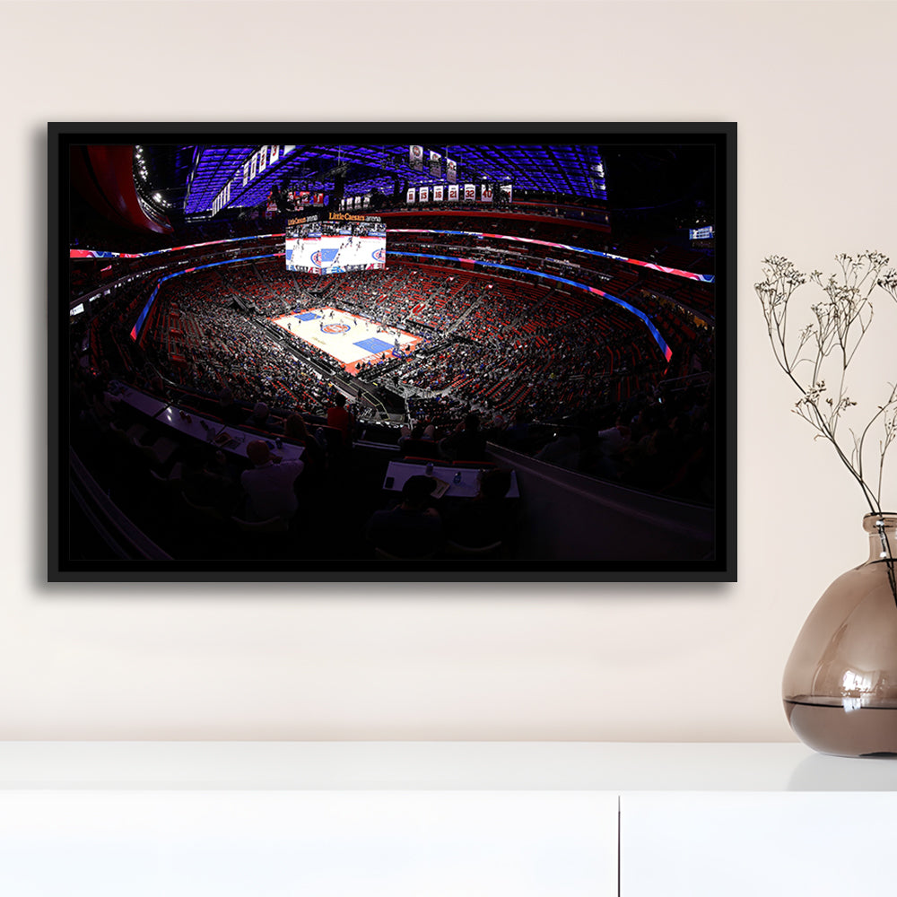 Little Caesars Arena in Michigan, Stadium Canvas, Sport Art, Framed Canvas Print Wall Art, Floating Frame