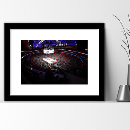 Little Caesars Arena in Michigan, Stadium Canvas, Sport Art, Gift for him, White Border Framed Art Print Wall Decor