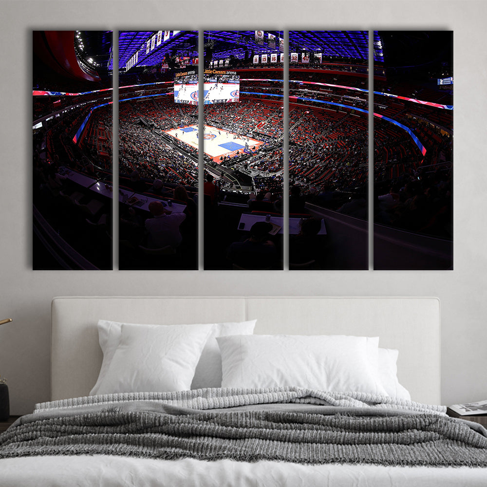 Little Caesars Arena in Michigan, Stadium Canvas, Sport Art, 5 Panel B, Extra Large Canvas, Canvas Print Wall Art