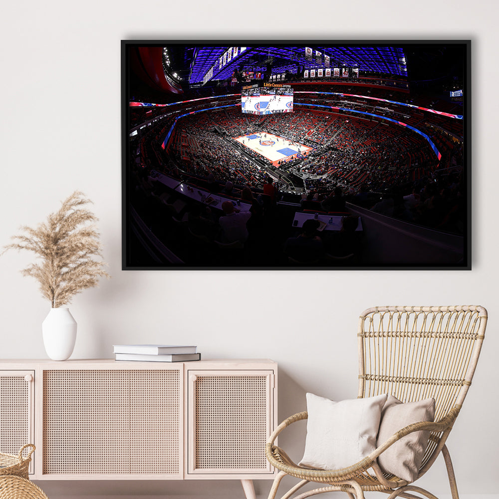 Little Caesars Arena in Michigan, Stadium Canvas, Sport Art, Framed Canvas Print Wall Art, Floating Frame