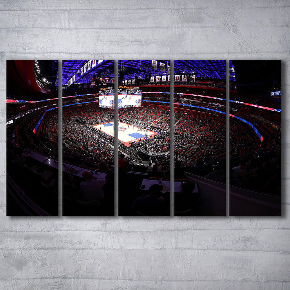 Little Caesars Arena in Michigan, Stadium Canvas, Sport Art, 5 Panel B, Extra Large Canvas, Canvas Print Wall Art