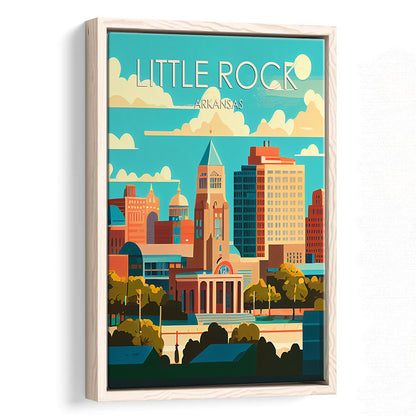 Little Rock Arkansas Retro Art Print, Little Rock City Wall Art, Floating Framed Canvas Print, Framed Picture, Painting Canvas
