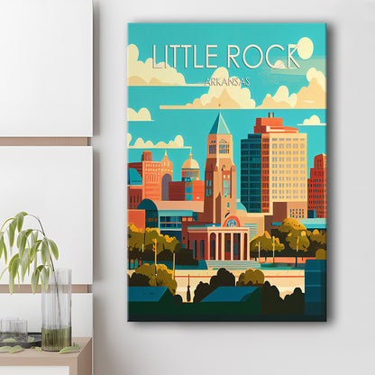 Little Rock Arkansas Retro Art Print, Little Rock City Wall Art, Canvas Print, Painting Canvas, Living Room Decor