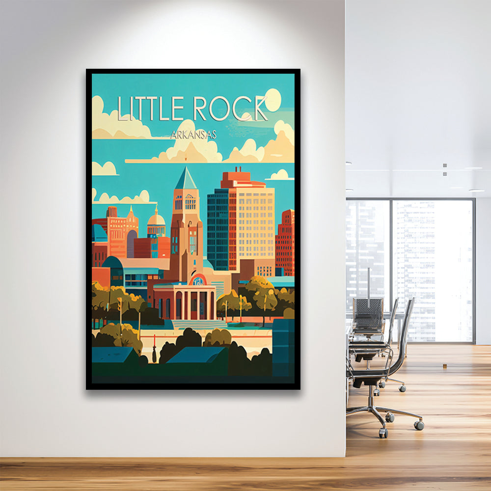 Little Rock Arkansas Retro Art Print, Little Rock City Wall Art, Framed Art Print, Picture Framed, Painting Art
