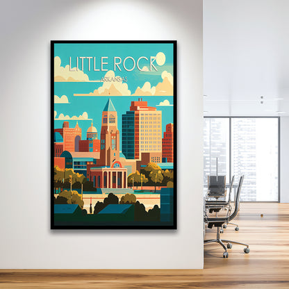 Little Rock Arkansas Retro Art Print, Little Rock City Wall Art, Framed Art Print, Picture Framed, Painting Art