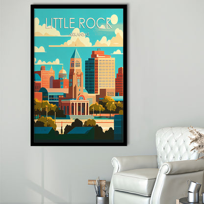 Little Rock Arkansas Retro Art Print, Little Rock City Wall Art, Framed Art Print, Picture Framed, Painting Art