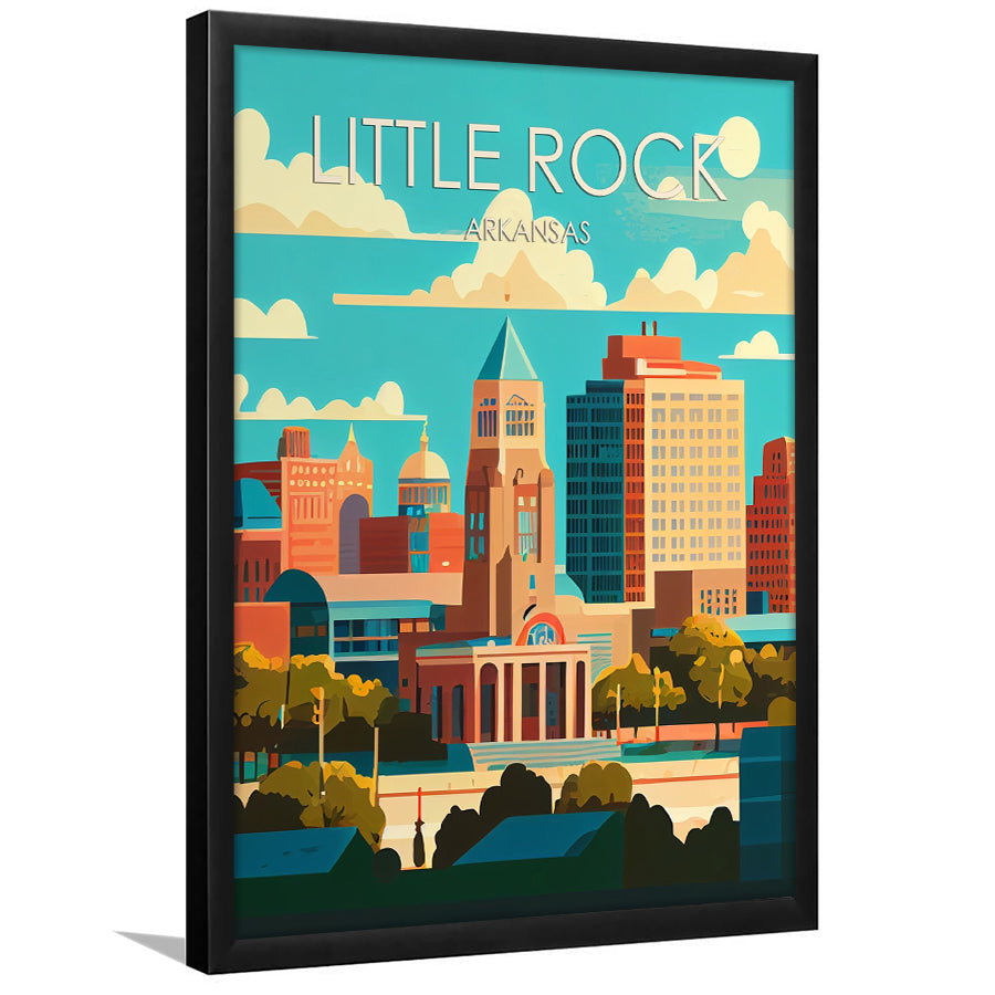Little Rock Arkansas Retro Art Print, Little Rock City Wall Art, Framed Art Print, Picture Framed, Painting Art