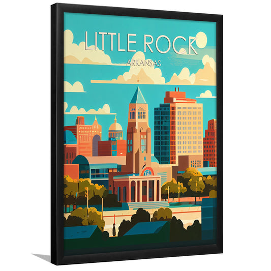 Little Rock Arkansas Retro Art Print, Little Rock City Wall Art, Framed Art Print, Picture Framed, Painting Art