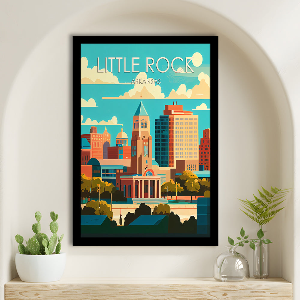 Little Rock Arkansas Retro Art Print, Little Rock City Wall Art, Framed Art Print, Picture Framed, Painting Art