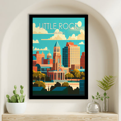 Little Rock Arkansas Retro Art Print, Little Rock City Wall Art, Framed Art Print, Picture Framed, Painting Art