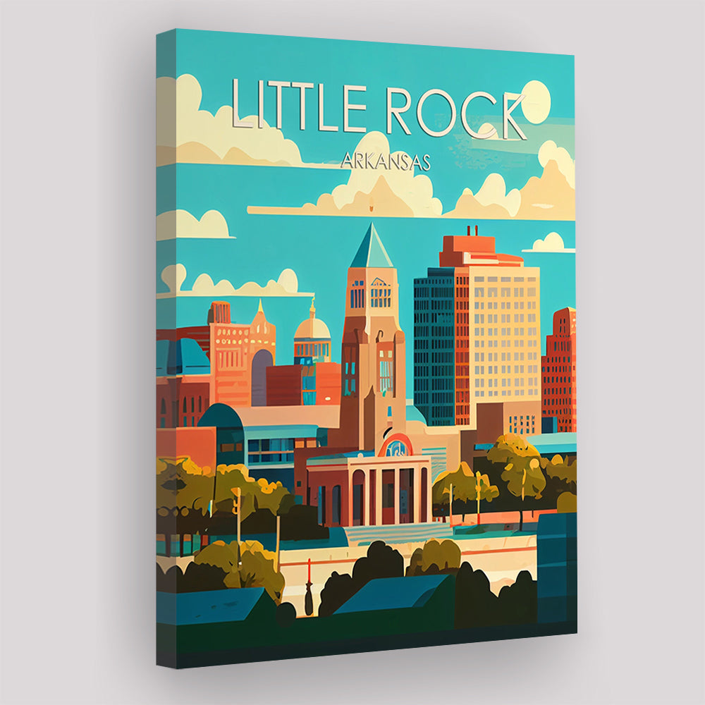 Little Rock Arkansas Retro Art Print, Little Rock City Wall Art, Canvas Print, Painting Canvas, Living Room Decor
