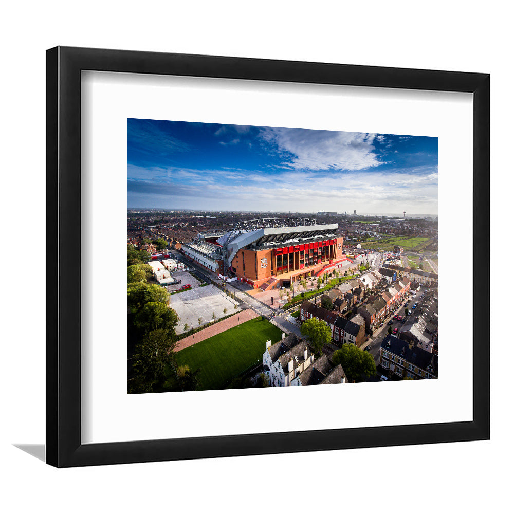 Liverpool Fc Anfield Stadium, Stadium Canvas, Sport Art, Gift for him, White Border Framed Art Print Wall Decor