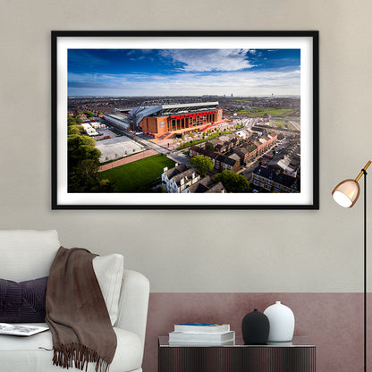 Liverpool Fc Anfield Stadium, Stadium Canvas, Sport Art, Gift for him, White Border Framed Art Print Wall Decor