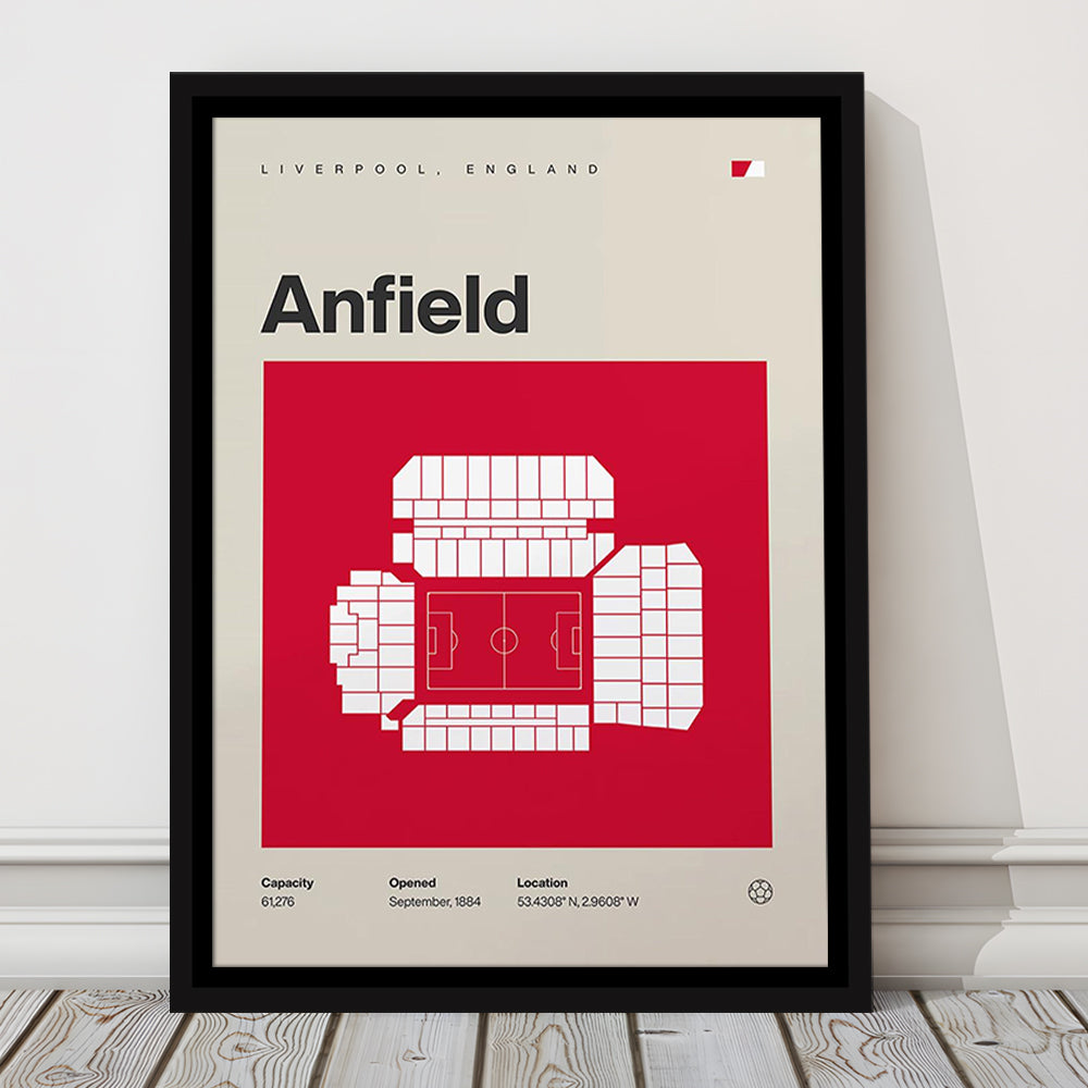Liverpool Stadium Print, Anfield Stadium Print, Man Cave Gift, Floating Framed Canvas Print Wall Art