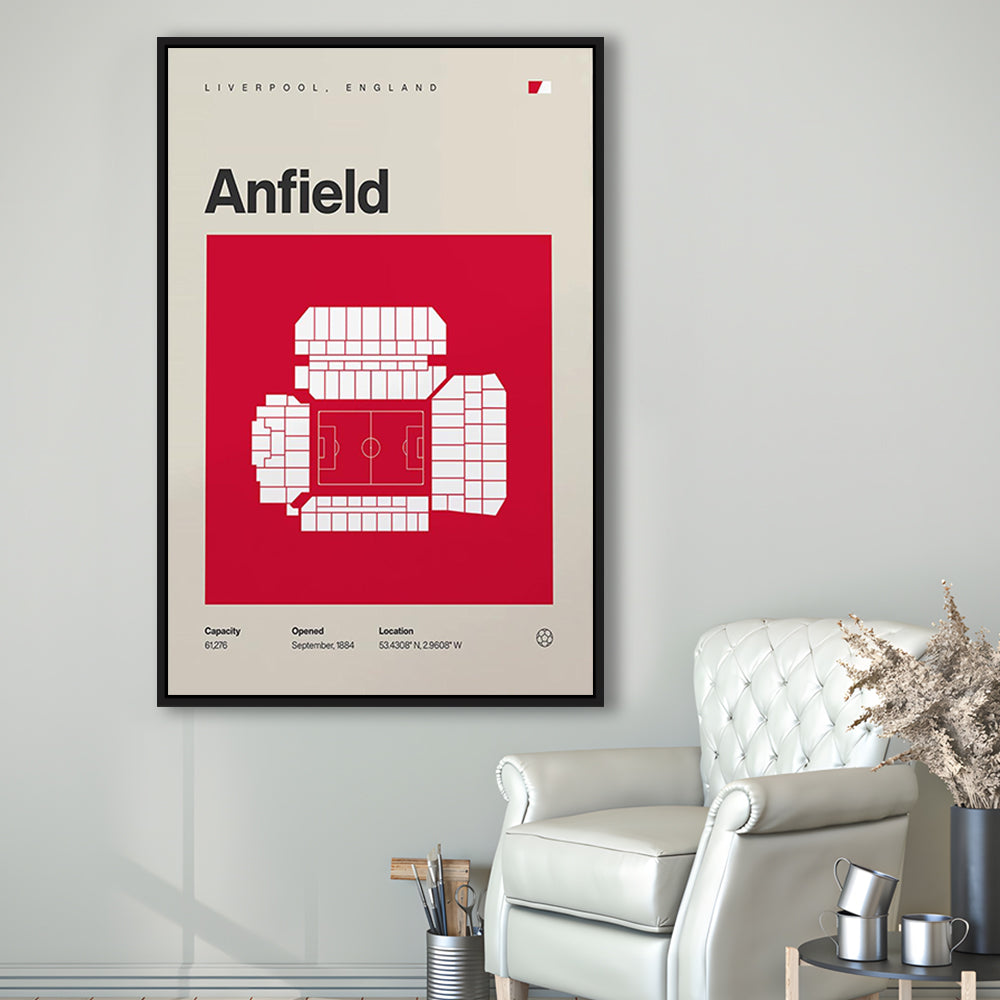 Liverpool Stadium Print, Anfield Stadium Print, Man Cave Gift, Floating Framed Canvas Print Wall Art