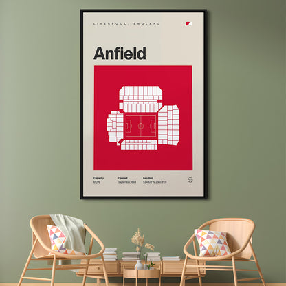 Liverpool Stadium Print, Anfield Stadium Print, Man Cave Gift, Floating Framed Canvas Print Wall Art