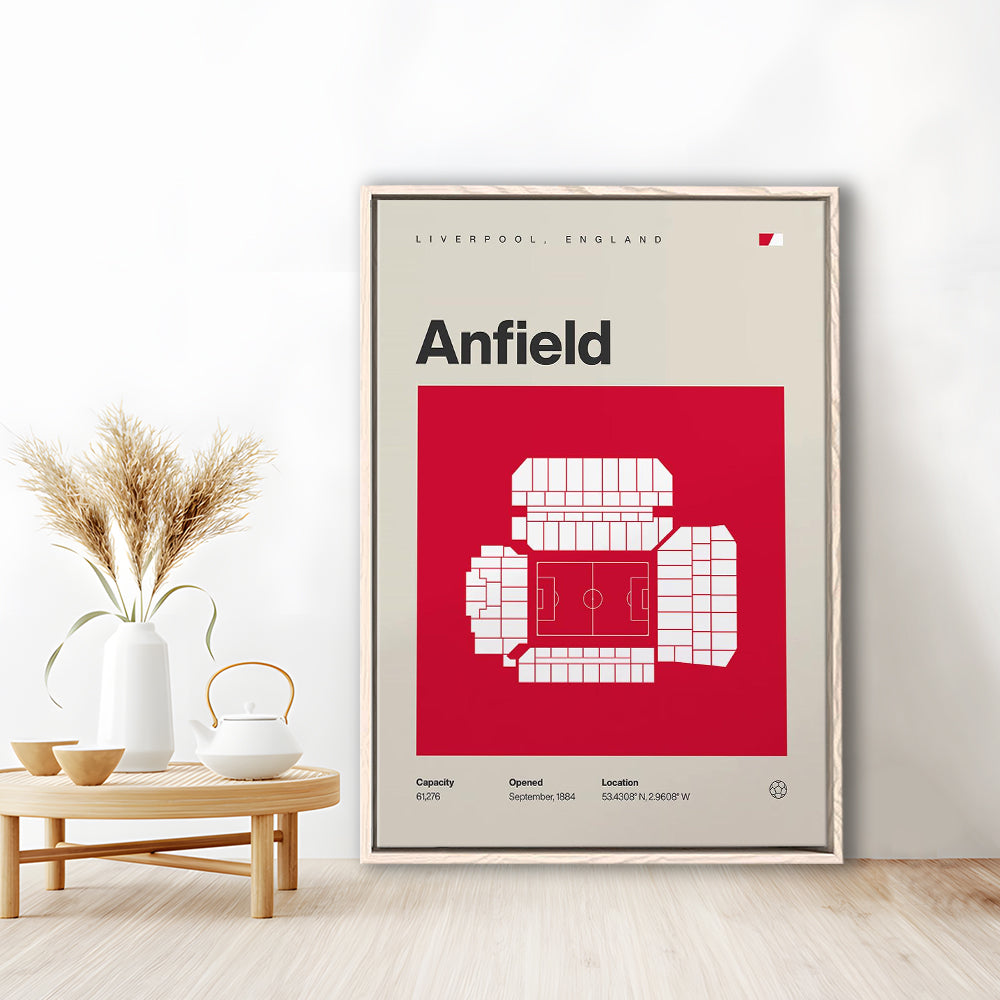 Liverpool Stadium Print, Anfield Stadium Print, Man Cave Gift, Floating Framed Canvas Print Wall Art