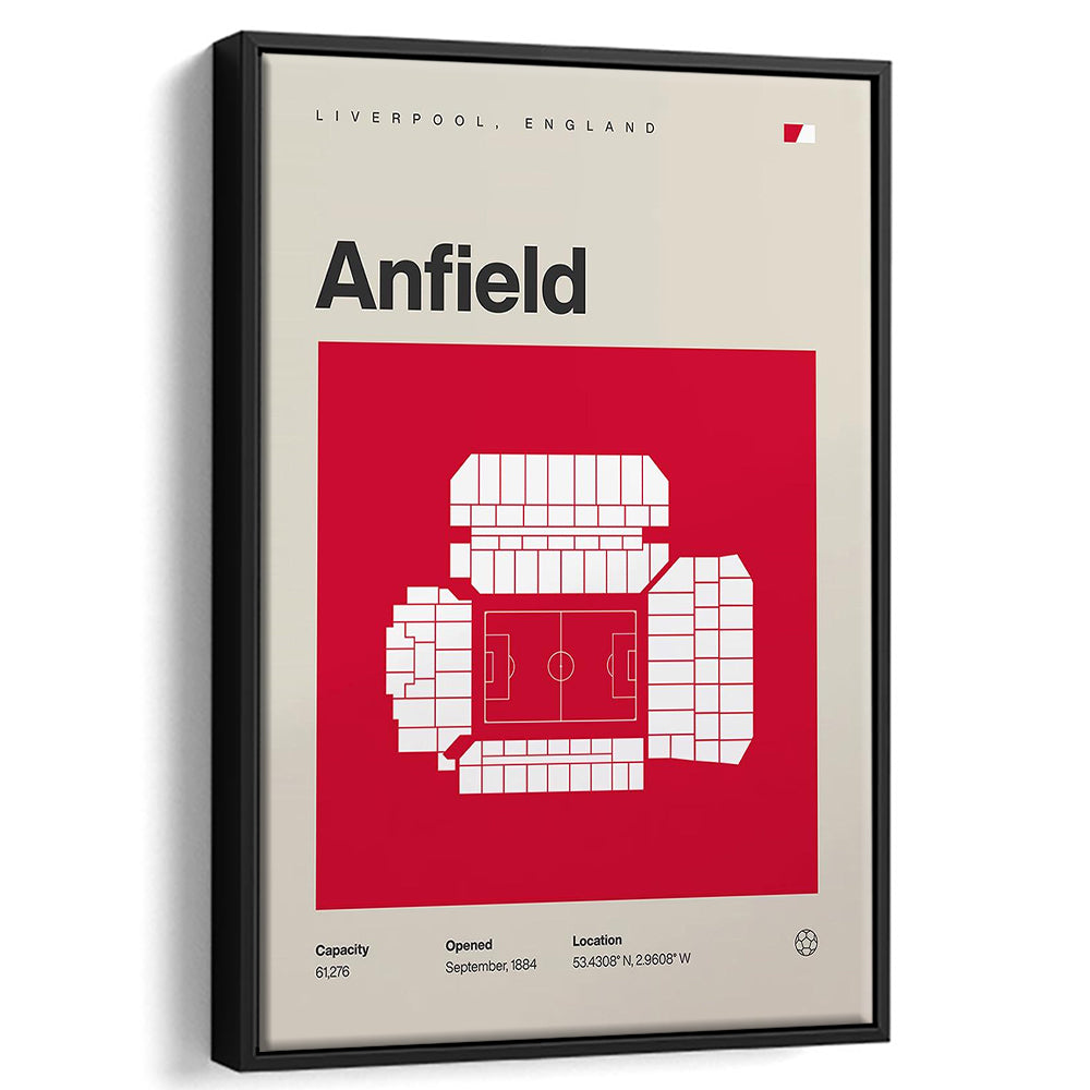 Liverpool Stadium Print, Anfield Stadium Print, Man Cave Gift, Floating Framed Canvas Print Wall Art