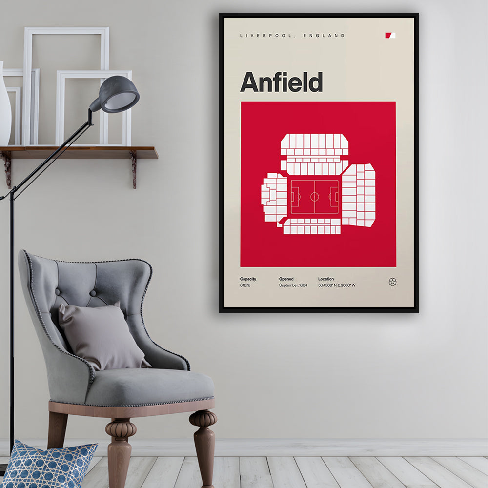 Liverpool Stadium Print, Anfield Stadium Print, Man Cave Gift, Floating Framed Canvas Print Wall Art