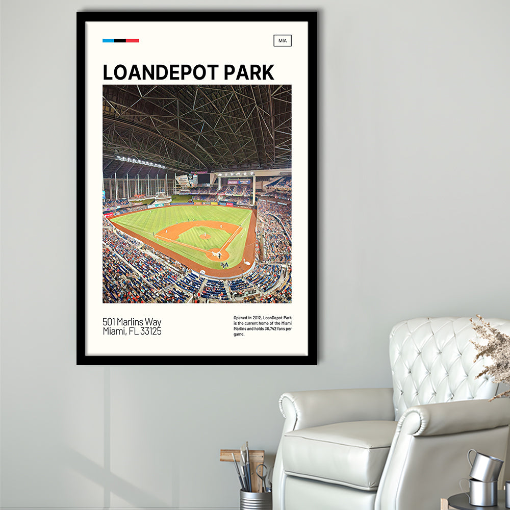 LoanDepot Park Print, Miami Marlins Stadium Art, Gifts for him, Sport Art, Framed Art Print Wall Decor