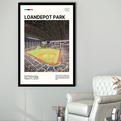 LoanDepot Park Print, Miami Marlins Stadium Art, Gifts for him, Sport Art, Framed Art Print Wall Decor