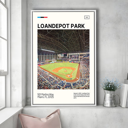 LoanDepot Park Print, Miami Marlins Stadium Canvas Art, Man Cave Gift, Floating Framed Canvas Print Wall Art