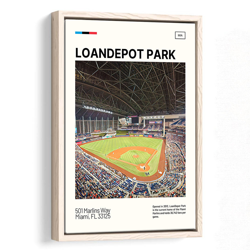 LoanDepot Park Print, Miami Marlins Stadium Canvas Art, Man Cave Gift, Floating Framed Canvas Print Wall Art