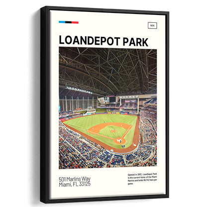 LoanDepot Park Print, Miami Marlins Stadium Canvas Art, Man Cave Gift, Floating Framed Canvas Print Wall Art