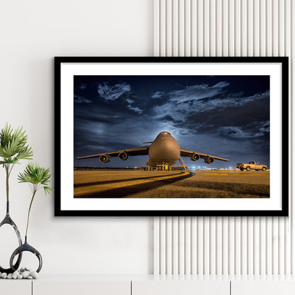 Lockheed C 5 Galaxy Plane Set Wall Art Prints, Heavy Aviation Artwork, Framed Art Print White Border