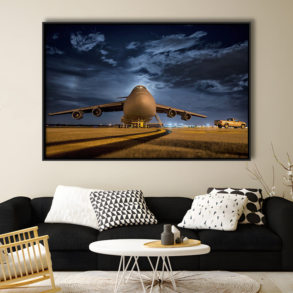 Lockheed C 5 Galaxy Plane Canvas Set Wall Art Prints, Heavy Aviation Artwork, Framed Cavas Print, Floating Frame