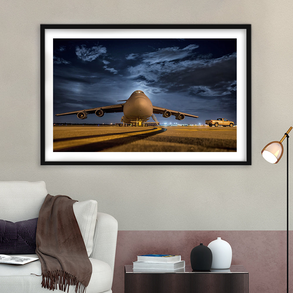 Lockheed C 5 Galaxy Plane Set Wall Art Prints, Heavy Aviation Artwork, Framed Art Print White Border