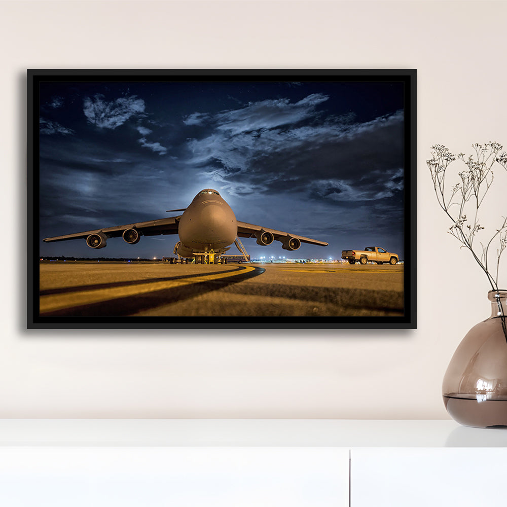 Lockheed C 5 Galaxy Plane Canvas Set Wall Art Prints, Heavy Aviation Artwork, Framed Cavas Print, Floating Frame